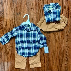 NWT 2-Piece Plaid Button-Front Shirt & Pant Set